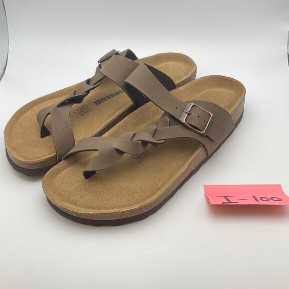 CUSHIONAIRE Women's Cork footbed Sandal SIZE 7.5 WIDE BROWN - Picture 3 of 7